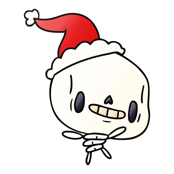 Gradient de Noël dessin animé du squelette kawaii — Image vectorielle