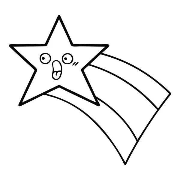 Γραμμικό σχέδιο καρτούν πυροβολισμού αστέρι ουράνιο τόξο — Διανυσματικό Αρχείο