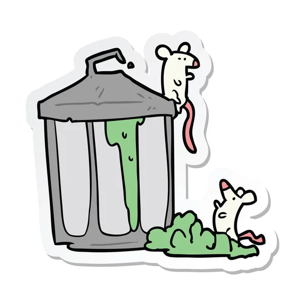 Autocollant d'une poubelle de dessin animé — Image vectorielle
