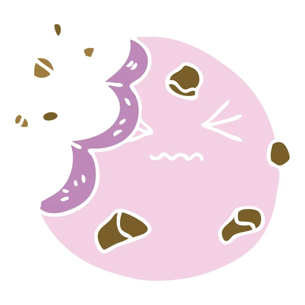 Mano Disegnato Eccentrico Cartone Animato Munched Cookie — Vettoriale Stock