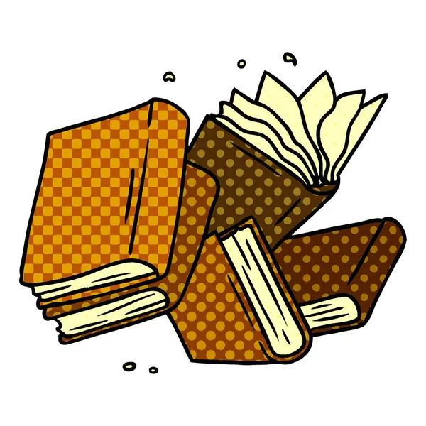 Cartoon doodle di una raccolta di libri — Vettoriale Stock