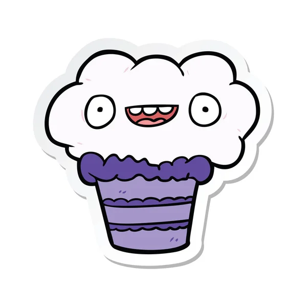 Pegatina Cupcake Dibujos Animados — Vector de stock
