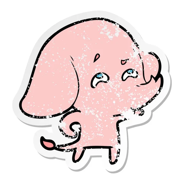Pegatina Angustiada Elefante Dibujos Animados Recordando — Archivo Imágenes Vectoriales