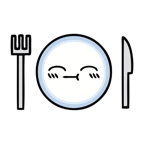 Cute Cartoon Dinner Plate — Stock Vector