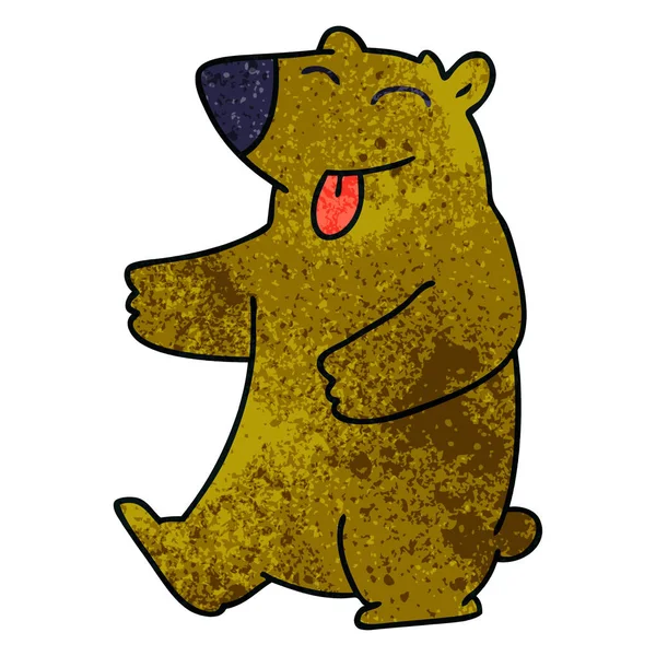 Mano Dibujado Peculiar Oso Dibujos Animados — Vector de stock