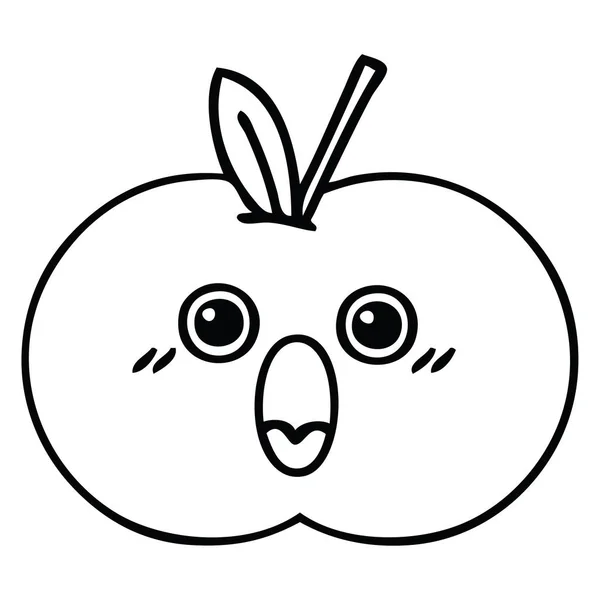 Dessin en ligne dessin animé pomme rouge — Image vectorielle