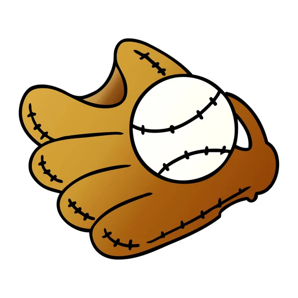 Színátmenet rajzfilm doodle baseball és kesztyű — Stock Vector