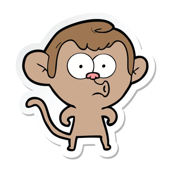 Pegatina de un mono de dibujos animados Hooting — Vector de stock
