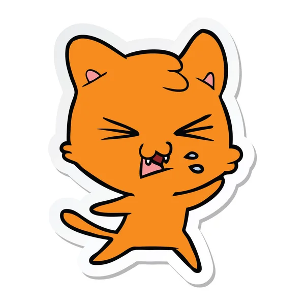 猫をヒス漫画のステッカー — ストックベクタ