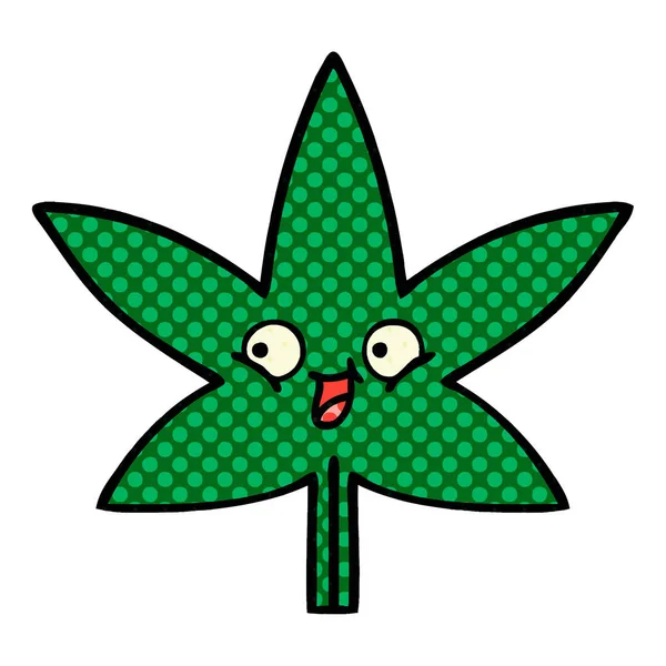 Desenhos Animados Estilo Banda Desenhada Uma Folha Maconha —  Vetores de Stock