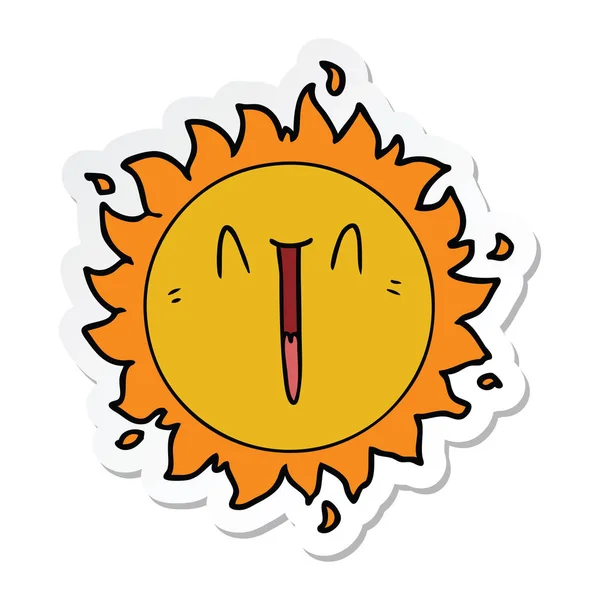 Sticker of a happy cartoon sun — Stock Vector