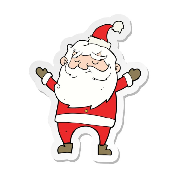 Klistermärke av en tecknad glad jultomte — Stock vektor