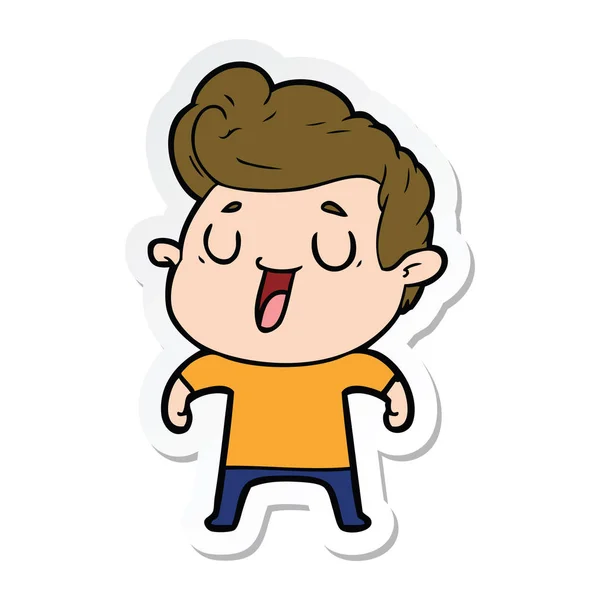 Sticker Happy Cartoon Man — Stock Vector