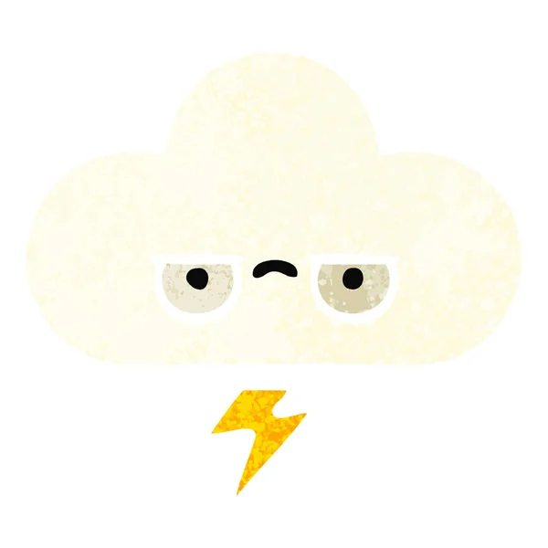 Retro illustration style cartoon storm cloud — Stock Vector