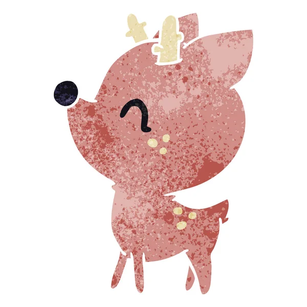 Retro cartoon of  kawaii cute deer — Stock Vector