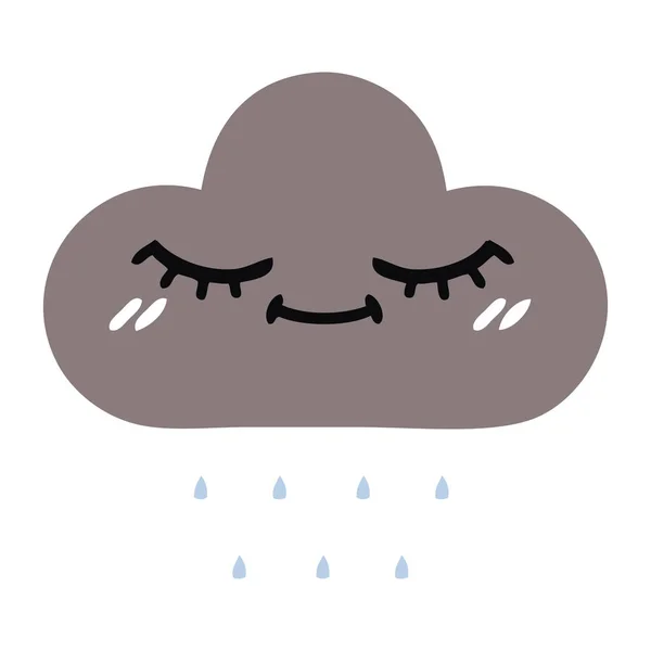 Плоский колір ретро мультфільм штормовий дощ хмара — стоковий вектор