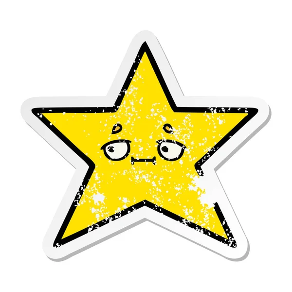 Distressed sticker of a cute cartoon gold star — Stock Vector