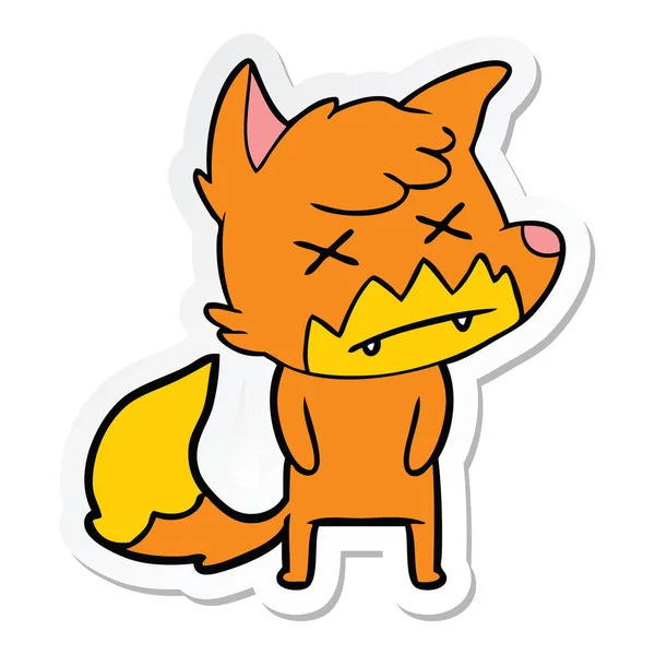 Sticker van een cartoon dode fox — Stockvector