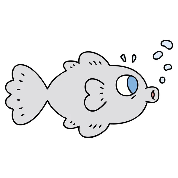 Mão peculiar desenhado desenho animado peixe —  Vetores de Stock