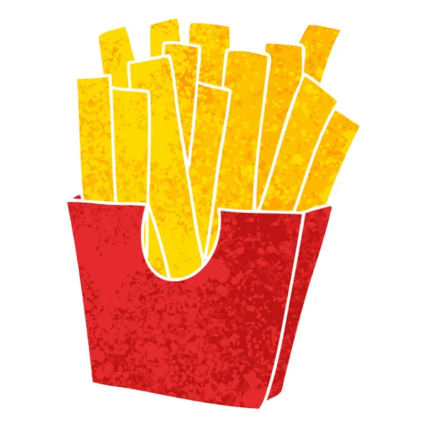 Skurrile Retro-Illustration Stil cartoon Pommes frites — Stockvektor