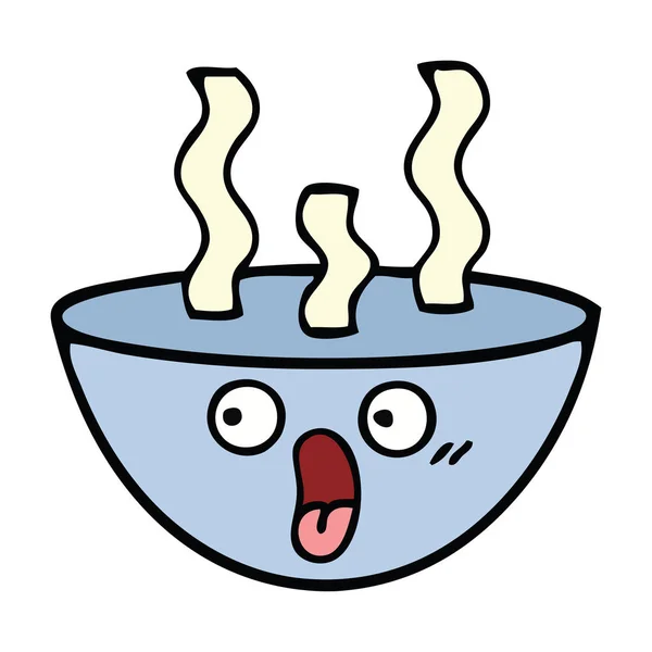 Bonito cartoon tigela de sopa quente —  Vetores de Stock
