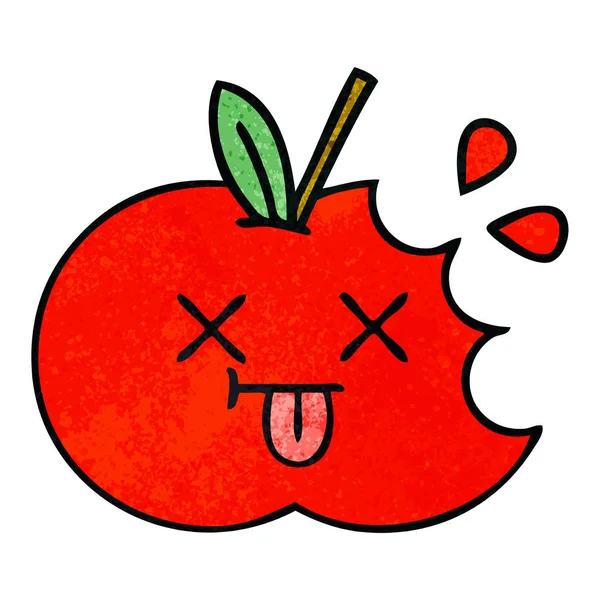 Retro grunge konsistens tecknad rött äpple — Stock vektor