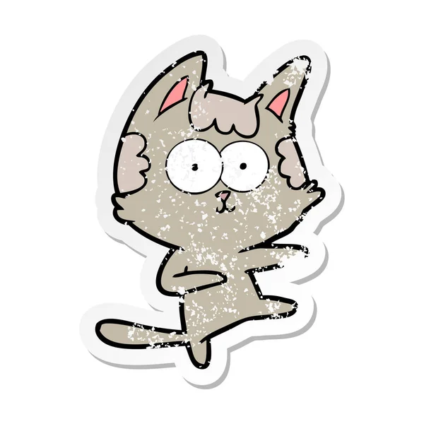 一个跳舞的卡通猫的苦恼贴纸 — 图库矢量图片