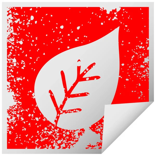 Nödställda Square Peeling Dekalen Symbol För Ett Höst Löv — Stock vektor