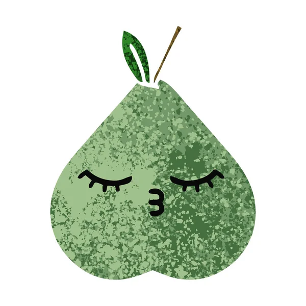 Retro illüstrasyon stil karikatür yeşil armut