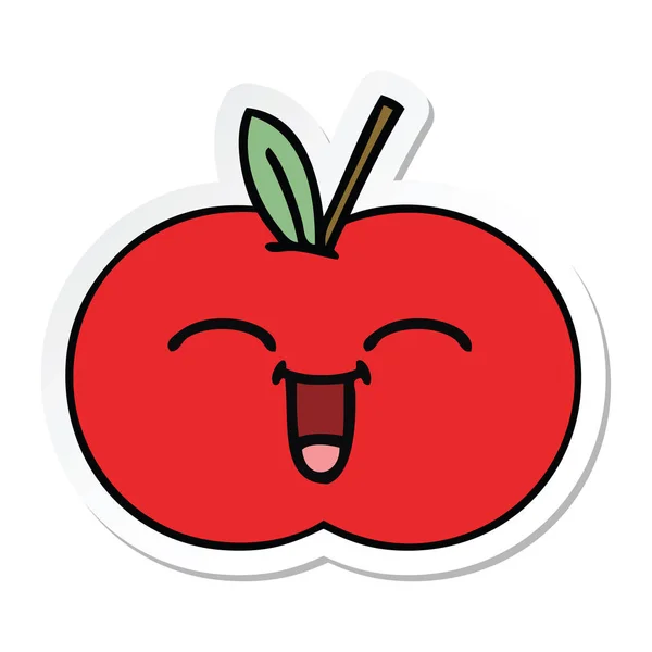 Autocollant d'une jolie bande dessinée pomme rouge — Image vectorielle