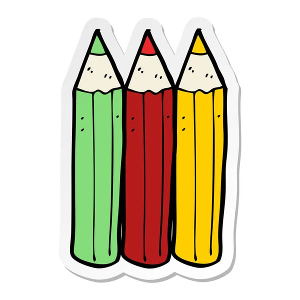 Sticker Van Een Cartoon Potloden Kleuren — Stockvector