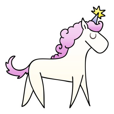 ilginç degrade gölgeli çizgi film tek boynuzlu at