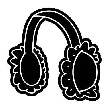 çizgi film simgesi pembe kulak muff ısıtıcıları