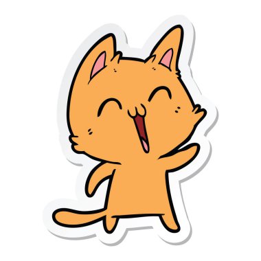 etiket meowing bir mutlu karikatür kedi