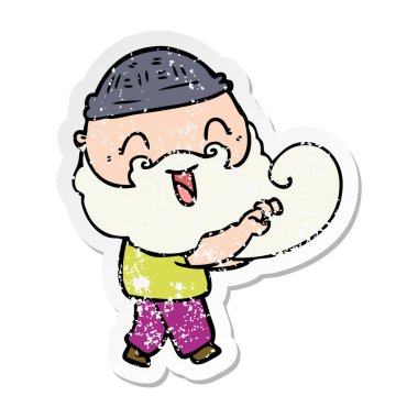 mutlu bir sakallı adamın kapma sıkıntılı etiket