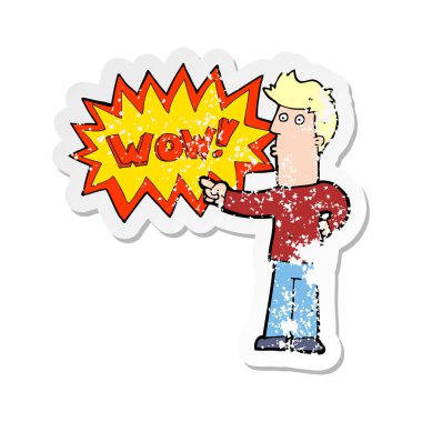 adam bir karikatür Retro sıkıntılı etiket hayran