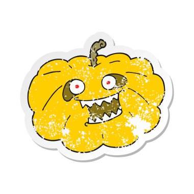 bir karikatür Retro sıkıntılı etiket Cadılar Bayramı Balkabağı