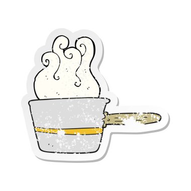 bir çizgi film tencere pişirme retro sıkıntılı etiket