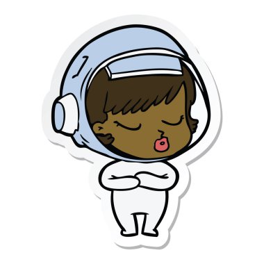 bir çizgi film güzel astronot kız etiketi