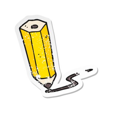 bir karikatür kalem karalama retro sıkıntılı etiket