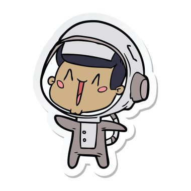 mutlu karikatür astronotun etiket