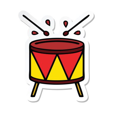 sevimli çizgi davul etiket