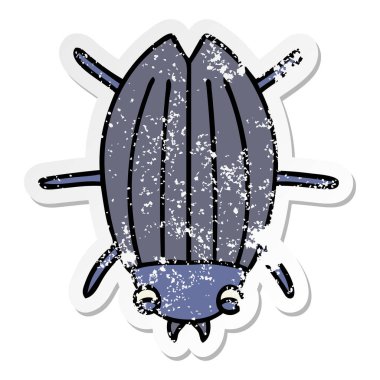 ilginç bir el sıkıntılı etiket karikatür böceği çizilmiş