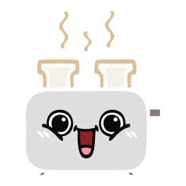 düz renk retro karikatür bir ekmek kızartma makinesi,