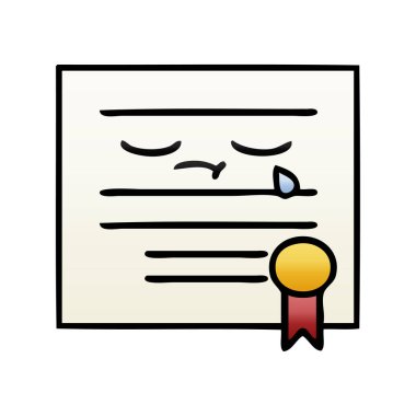 Degrade gölgeli karikatür Mezuniyet Diploması