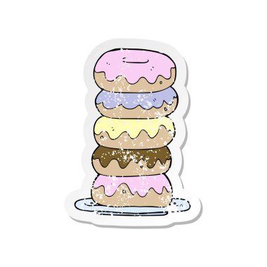 bir çizgi film plaka Donuts Retro sıkıntılı etiket