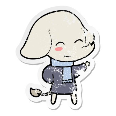 kış giysileri sevimli çizgi fil sıkıntılı etiket