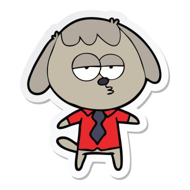 etiket bir karikatür köpek ofis giyim sıkılmış