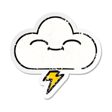 sevimli çizgi gök gürültüsü bulut sıkıntılı etiket