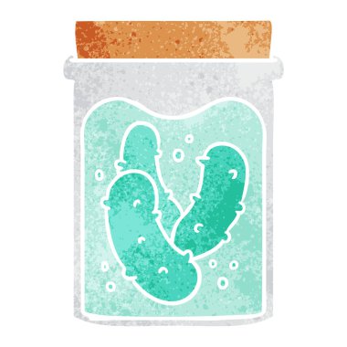 Retro karikatür doodle kavanoz salatalık turşusu